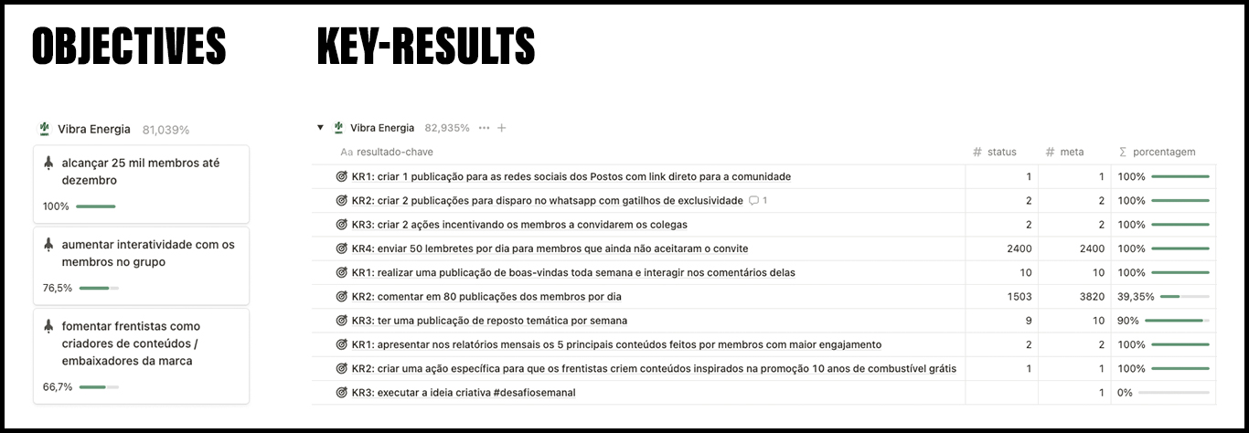dashboard okrs postos petrobras da vibra energia